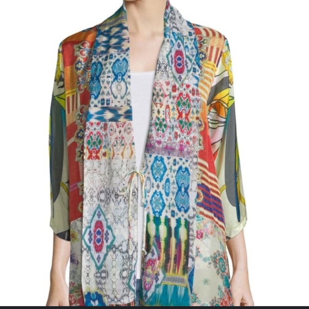 JOHNNY WAS Lolita Mix-Print Silk Kimono Jacket size XXL - Picture 2 of 16